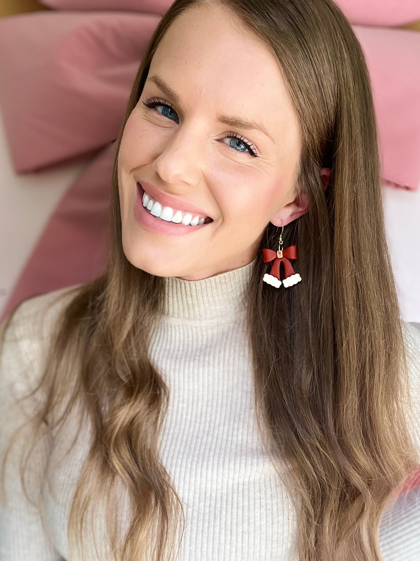 The Jolli | Santa Bow Clay Earrings