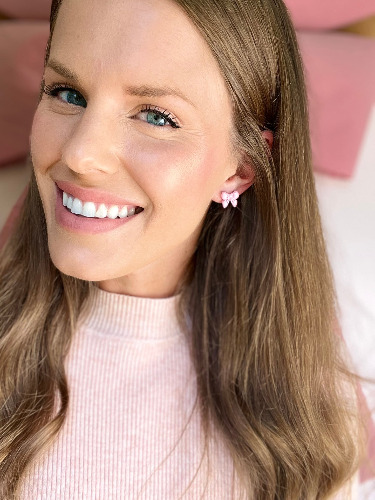 The Ribbon | Shimmery Bow Clay Studs