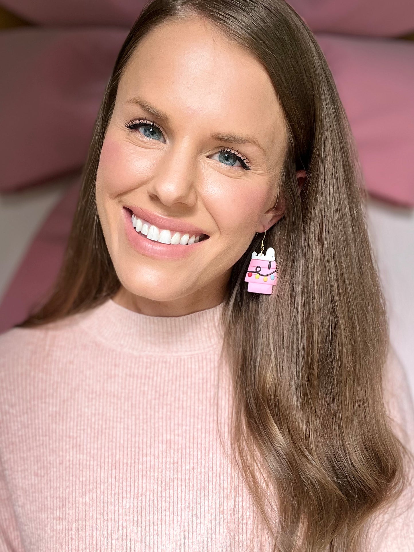 The Snoopi | Sleepy Doghouse and Christmas Lights Clay Earrings