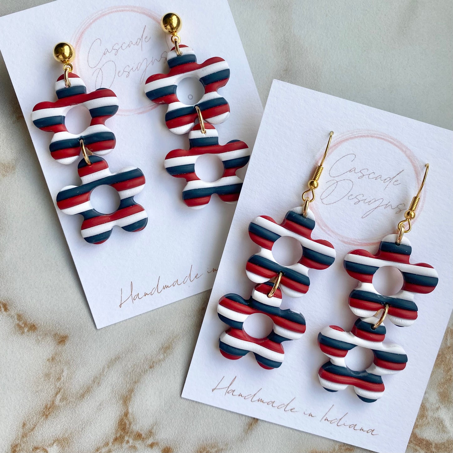 The Izzy Patriotic | Striped Flower Clay Earrings