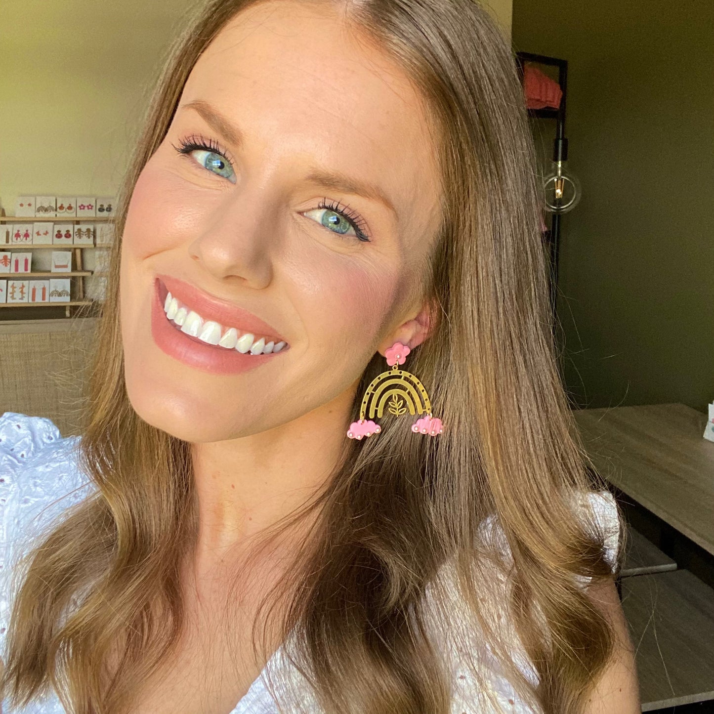 The Roxi | Flower, Pearl, and Rainbow Clay Earrings