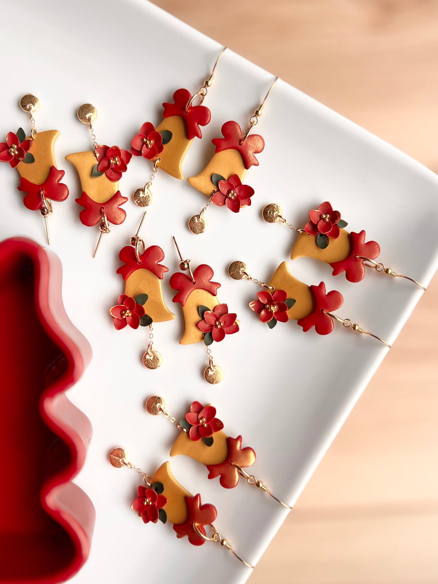 The Belle | Poinsettia Ringing Bell Earrings