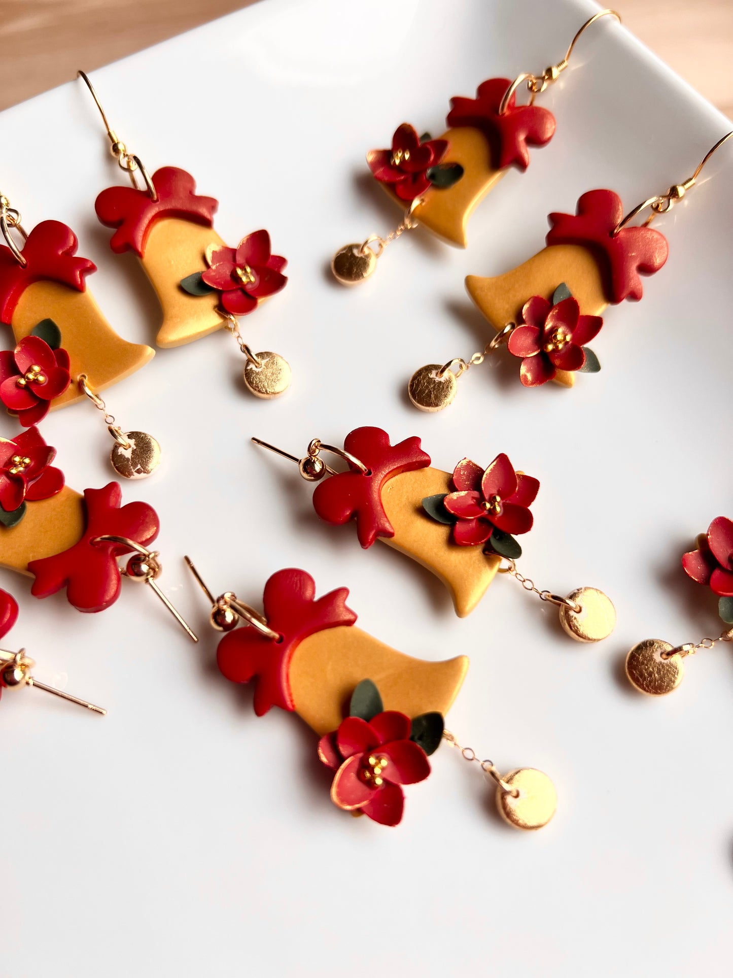 The Belle | Poinsettia Ringing Bell Earrings