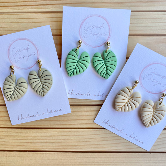 The Arielle | Mint Palm Leaf Clay Earrings