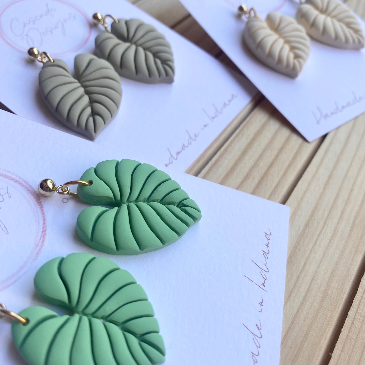 The Arielle | Mint Palm Leaf Clay Earrings