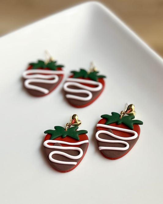 The Confection | Chocolate Dipped Strawberry Clay Earrings
