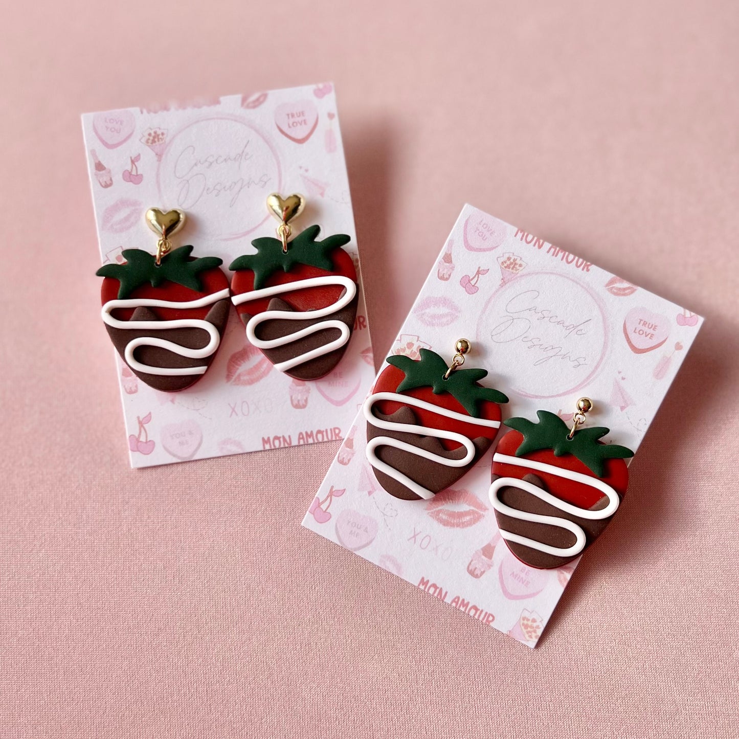 The Confection | Chocolate Dipped Strawberry Clay Earrings