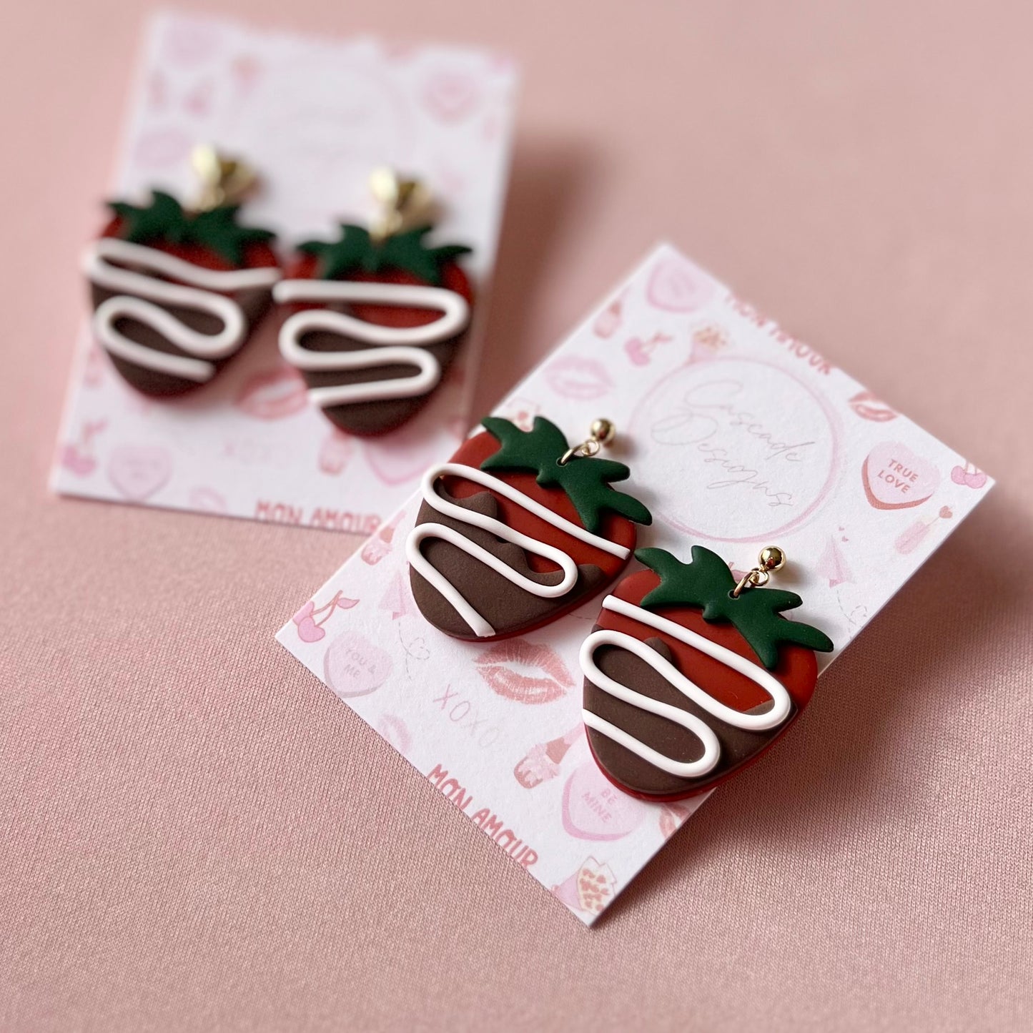 The Confection | Chocolate Dipped Strawberry Clay Earrings