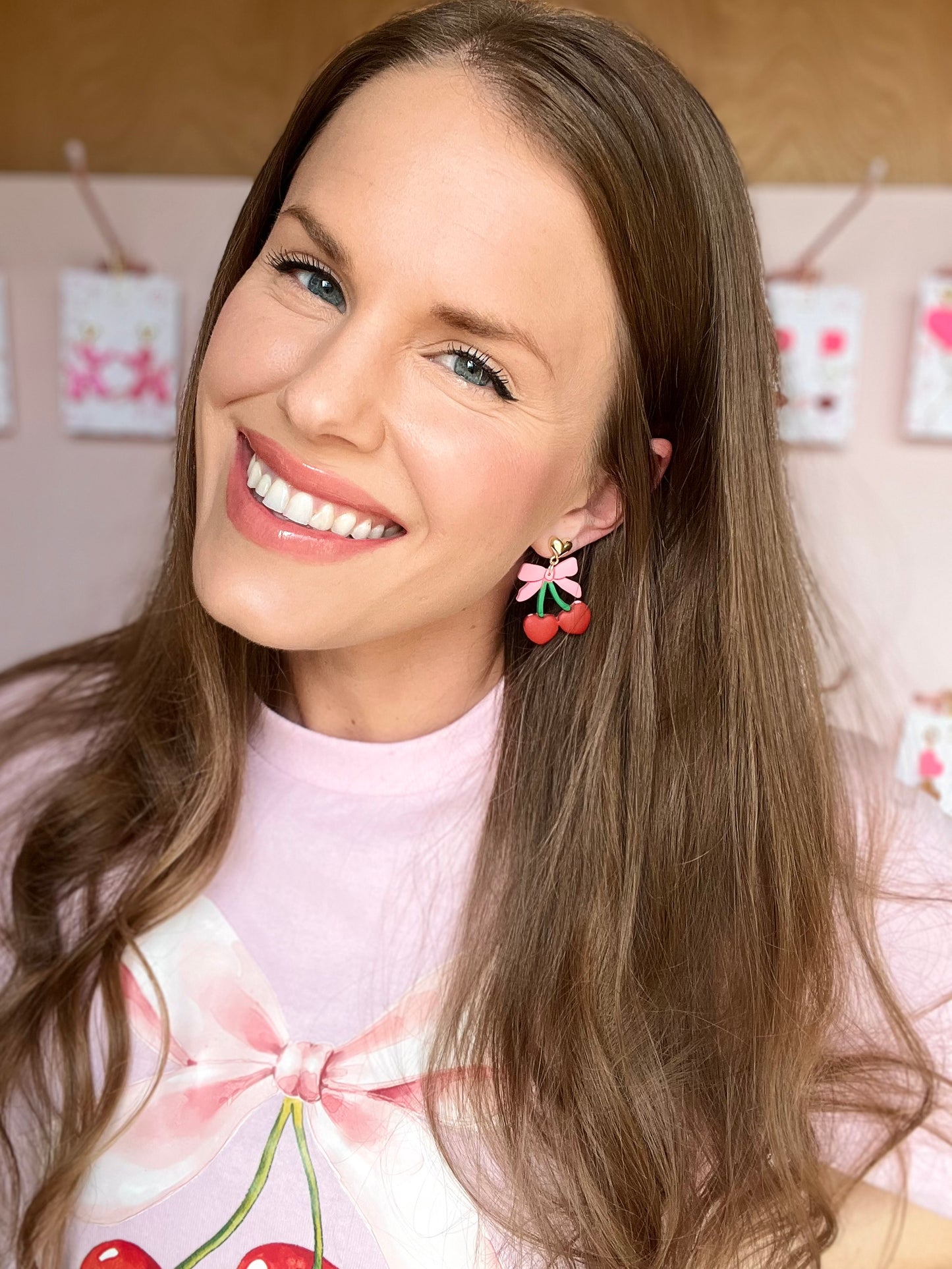 The Cherri | Cherry Bow Clay Earrings