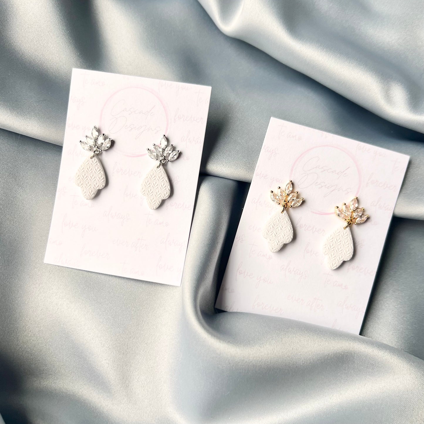 The Amelia | Bridal Crystal Textured Clay Earrings