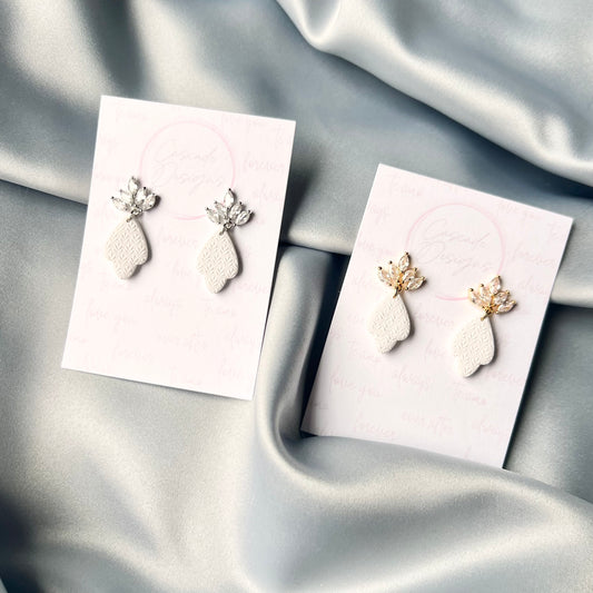 The Amelia | Bridal Crystal Textured Clay Earrings