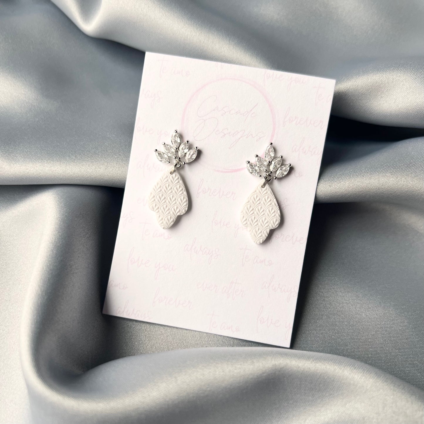 The Amelia | Bridal Crystal Textured Clay Earrings