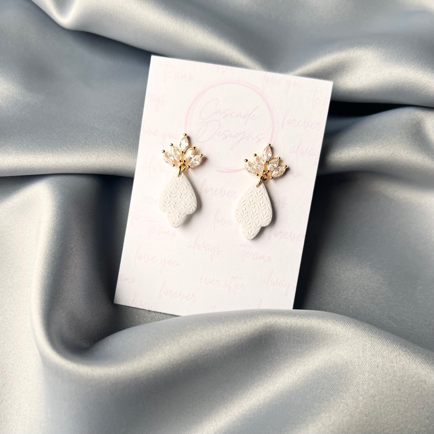 The Amelia | Bridal Crystal Textured Clay Earrings