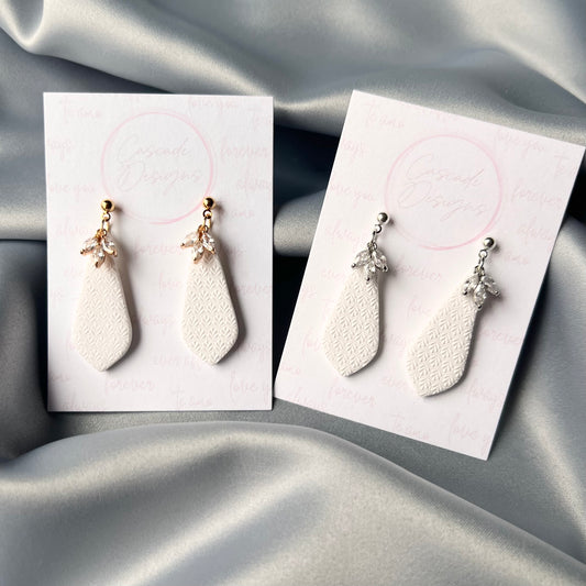 The Elizabeth | Bridal Crystal Textured Drop Clay Earrings