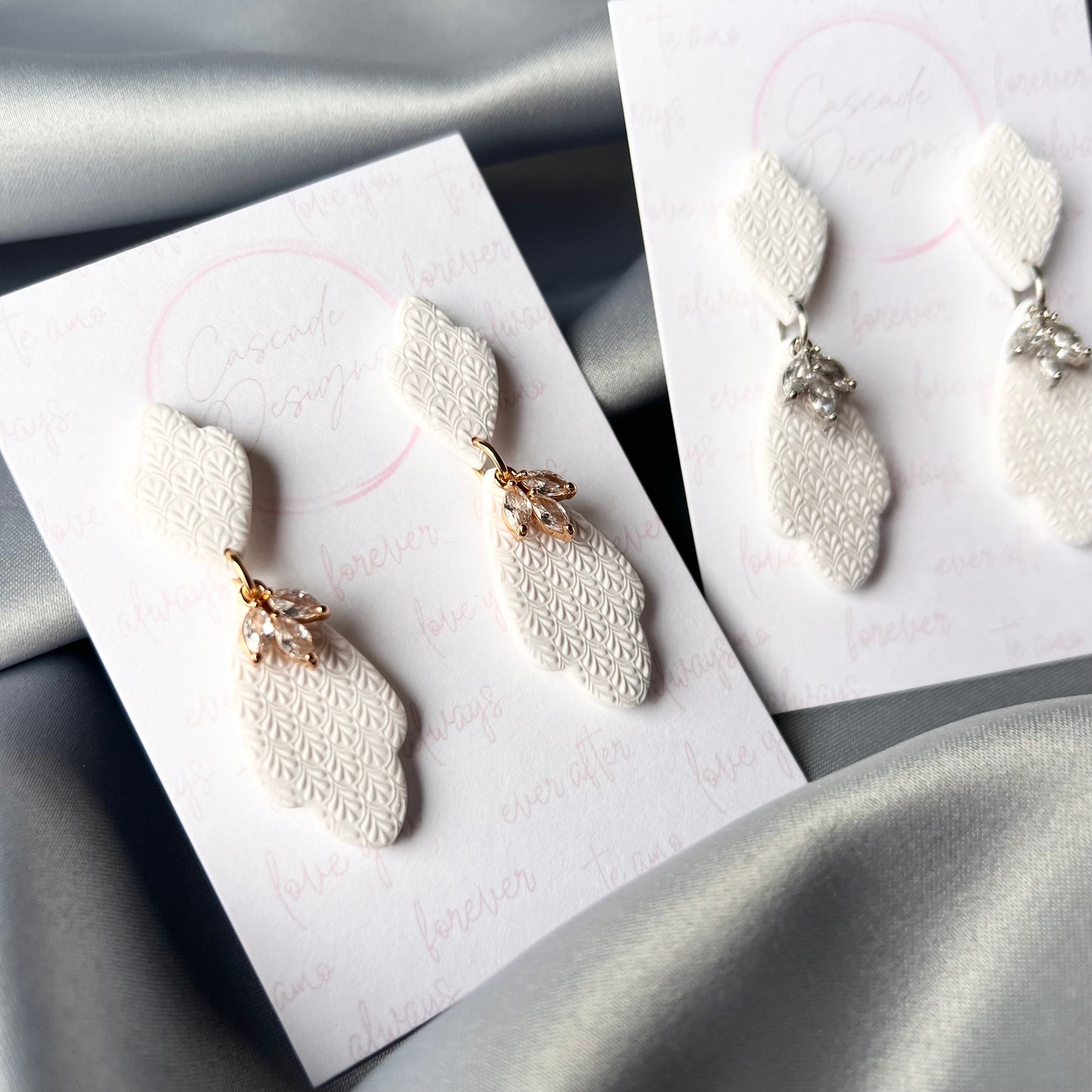 The Emilee | Bridal Crystal Textured Clay Earrings