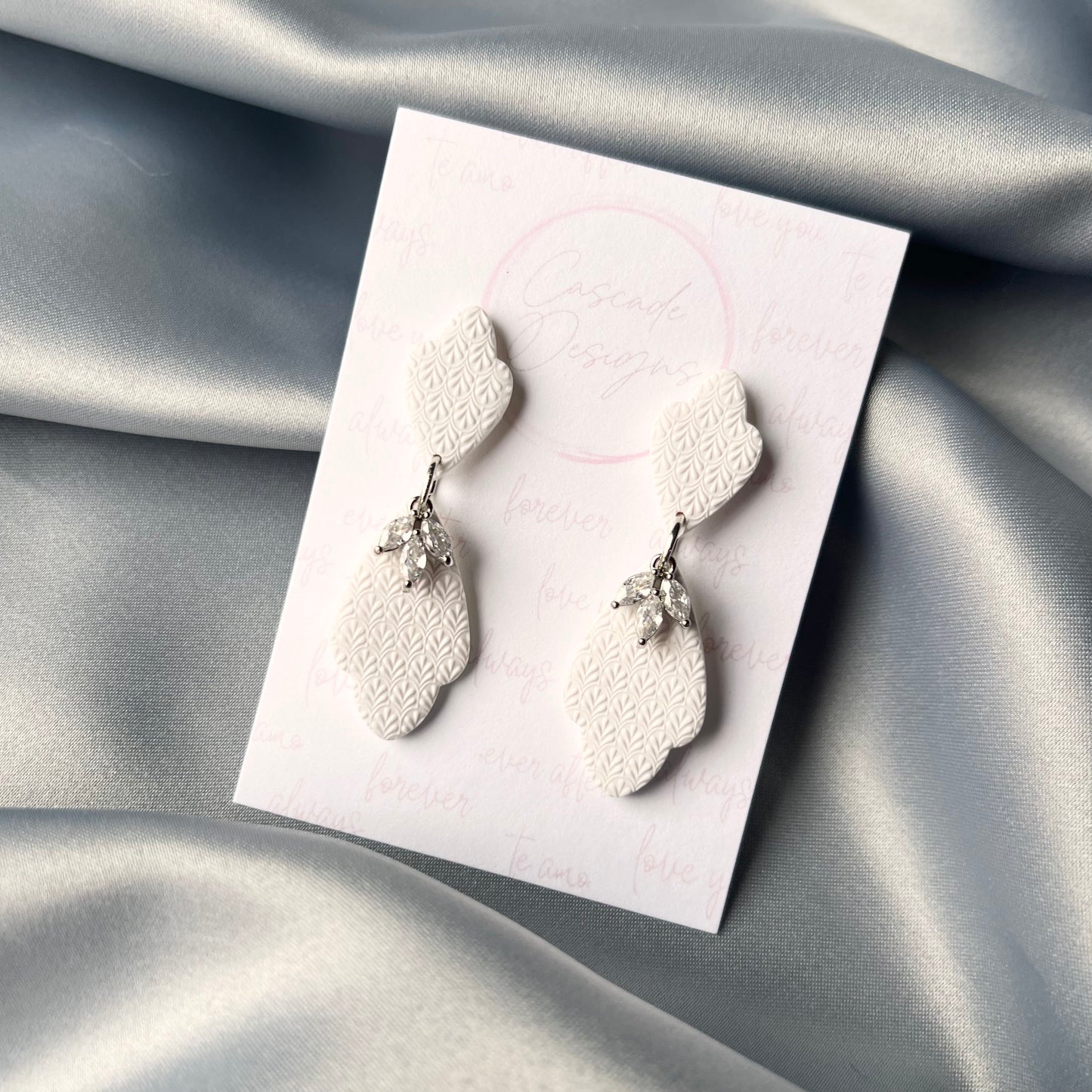 The Emilee | Bridal Crystal Textured Clay Earrings