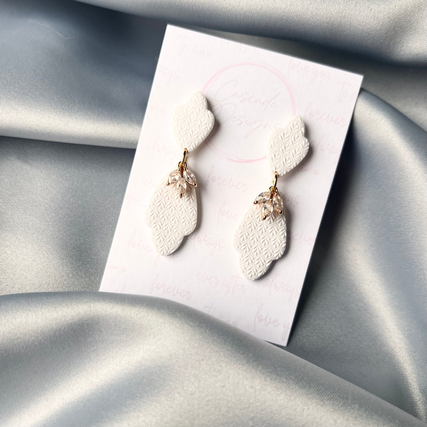 The Emilee | Bridal Crystal Textured Clay Earrings