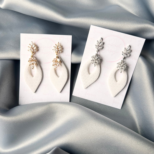 The Victoria | Bridal Crystal Textured Clay Earrings