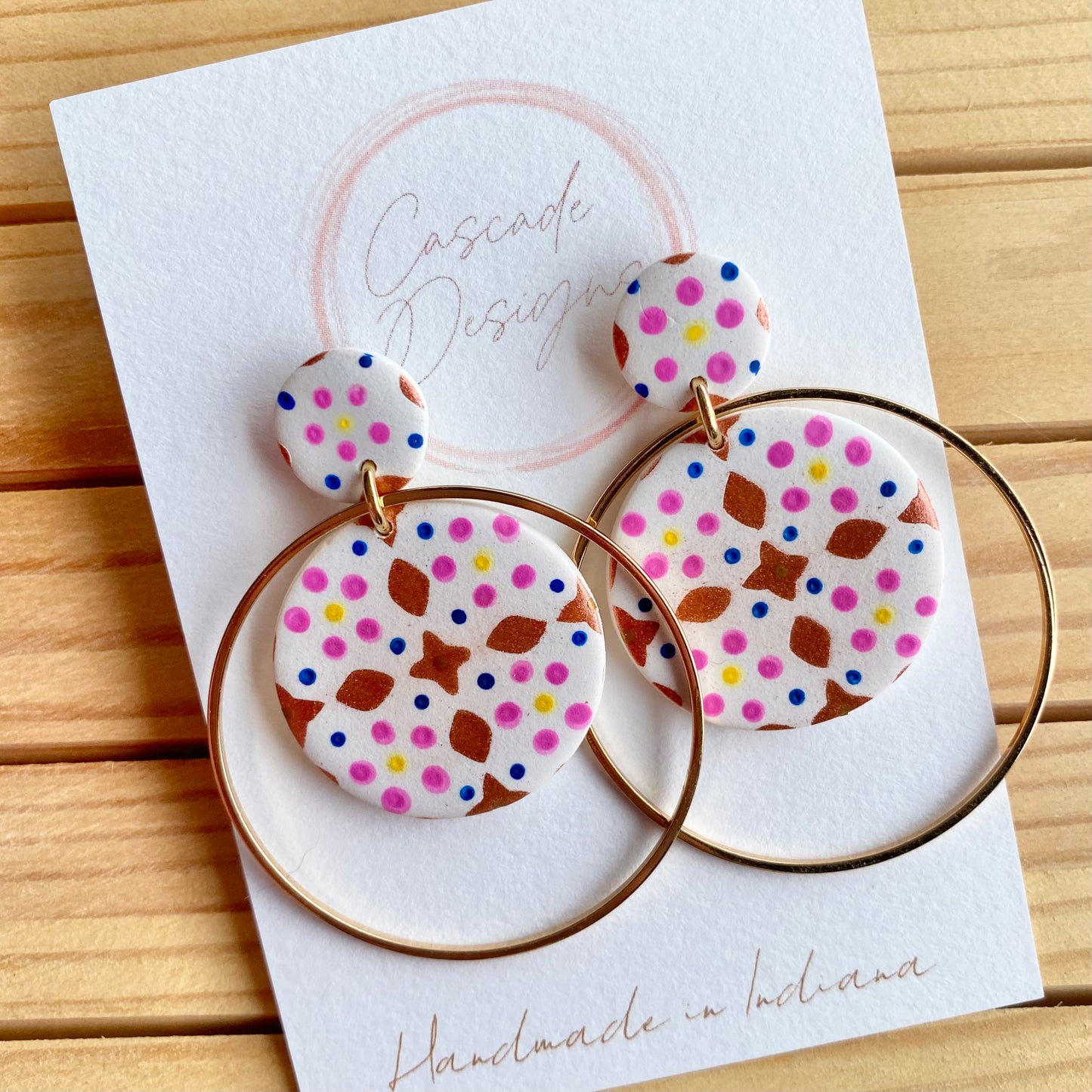 The Esmeralda | Moroccan Hoop and Rectangle Clay Earrings