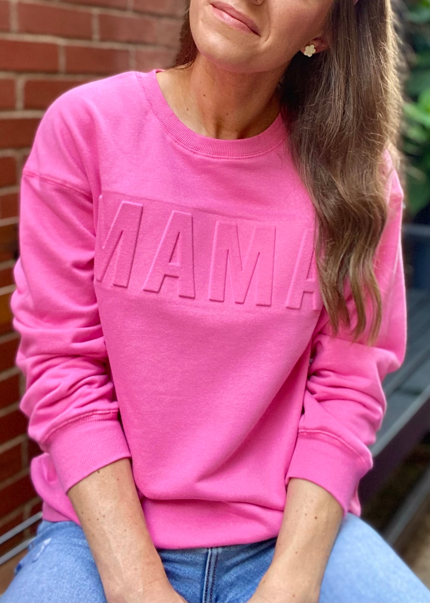 Mama Letter Embossed Sweatshirt