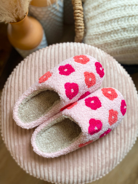 Fuzzy Flower Slippers