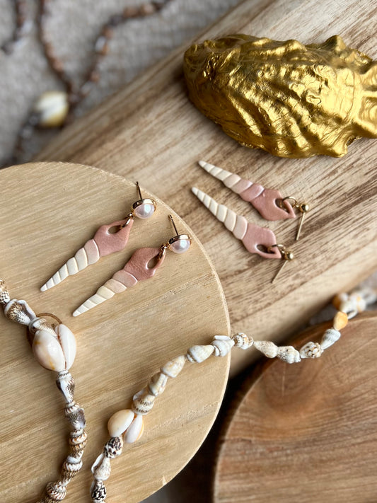 The Verona | Turret Shell Ombre Clay Earrings