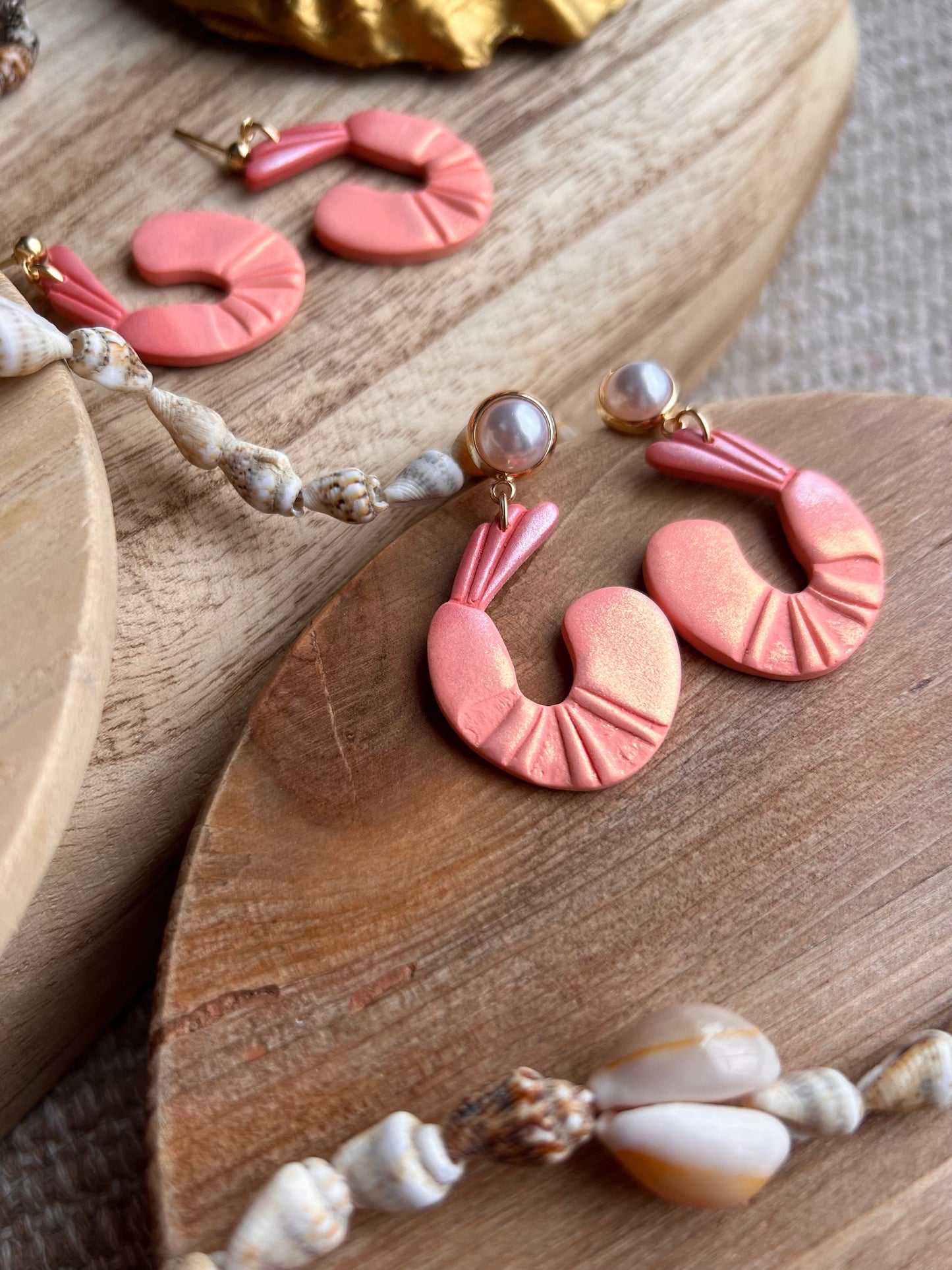 The Spuntino | Shimmery Shrimp Clay Earrings