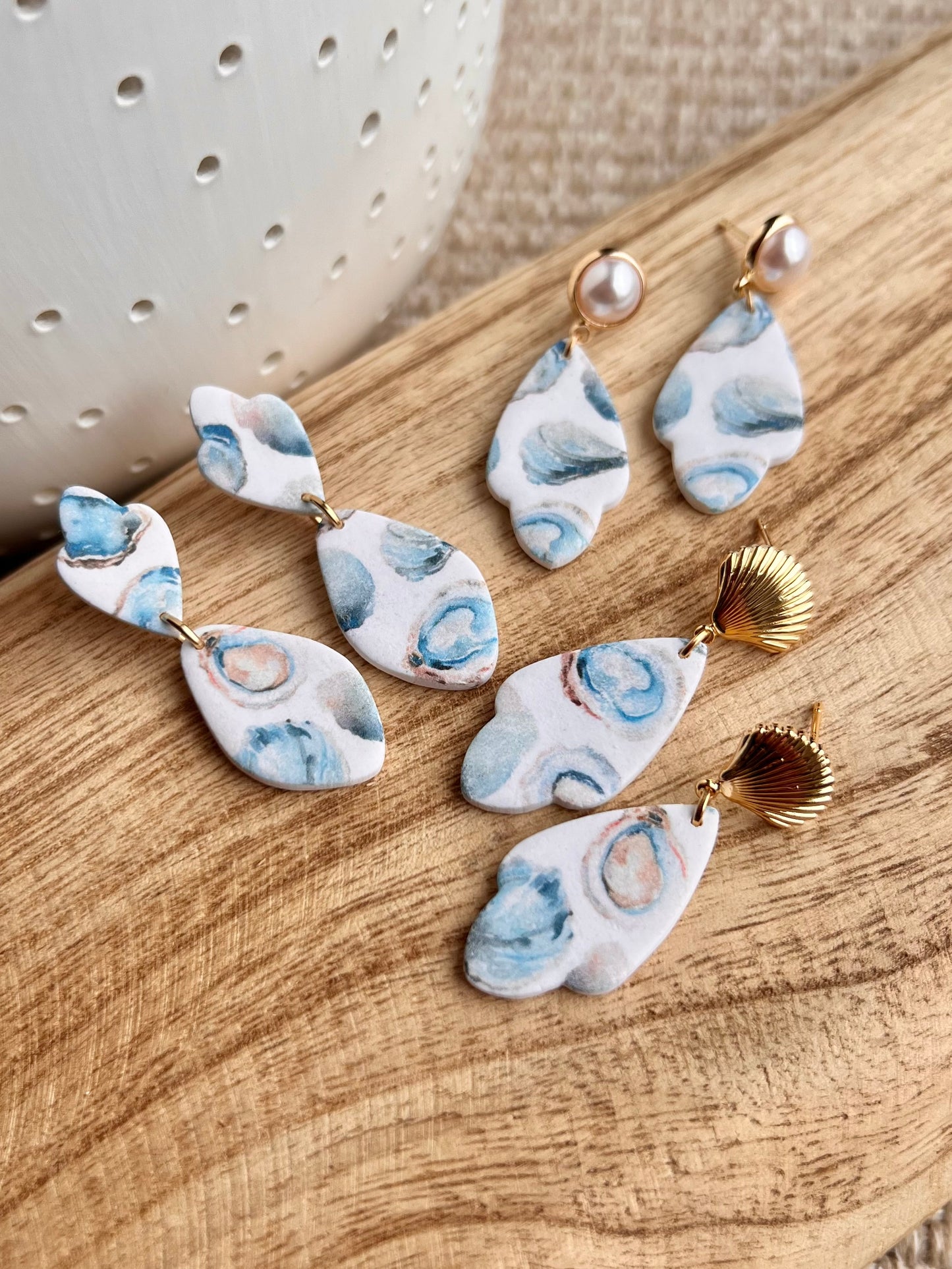 The Luca | Oyster Patterned Clay Earrings