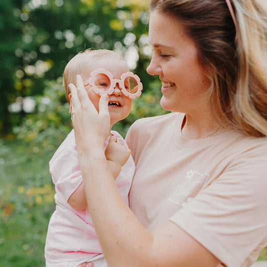 Kids Pink and Ivory Flower Power Sunglasses