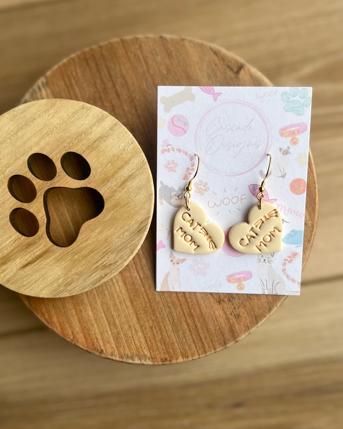 The Steel | Cat Mom Heart Clay Earrings