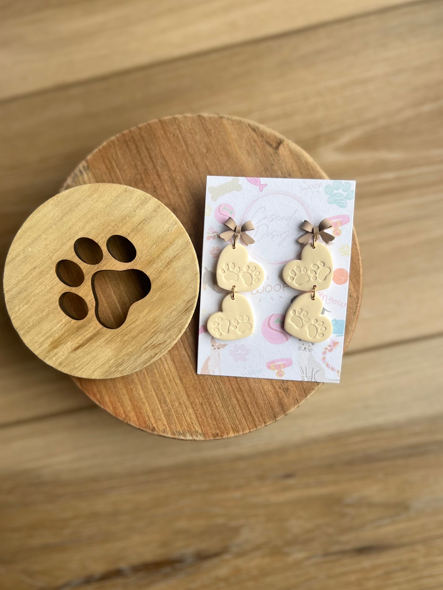 The Ellie | Paw Print Heart Clay Earrings