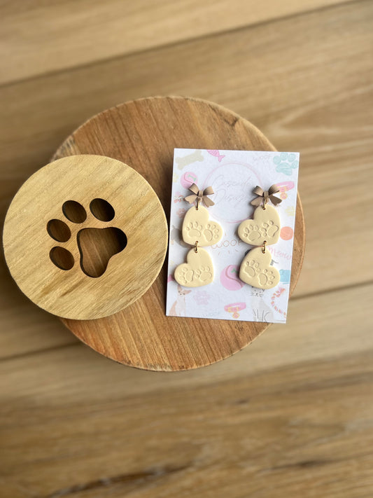 The Ellie | Paw Print Heart Clay Earrings