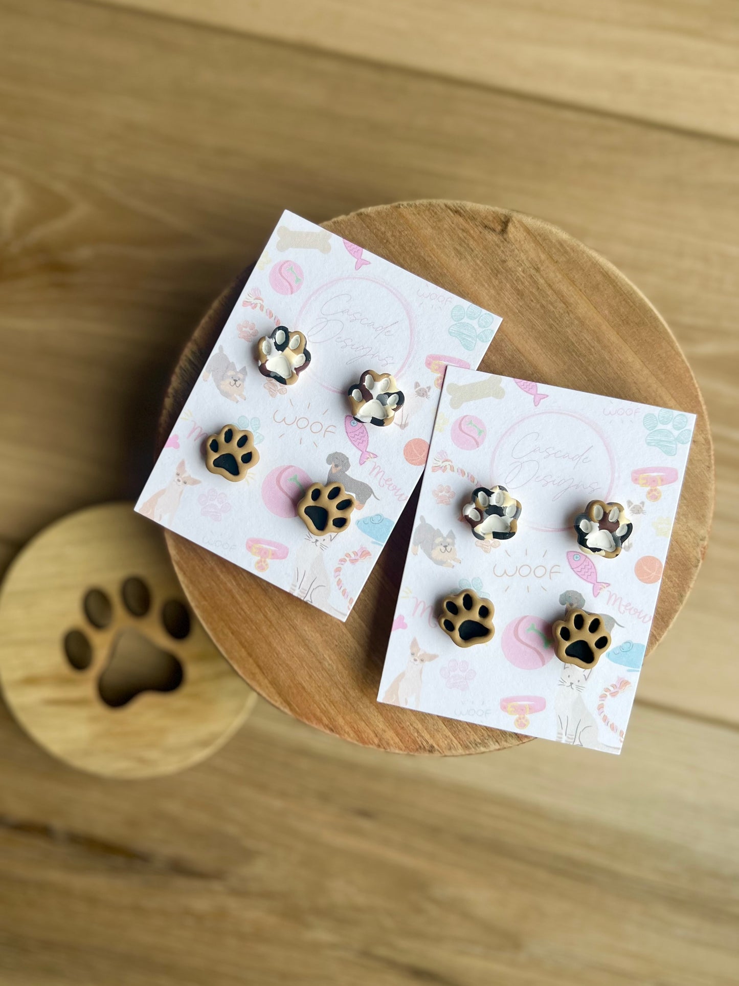 The Winnie | Paw Print Clay Studs - Set of 2