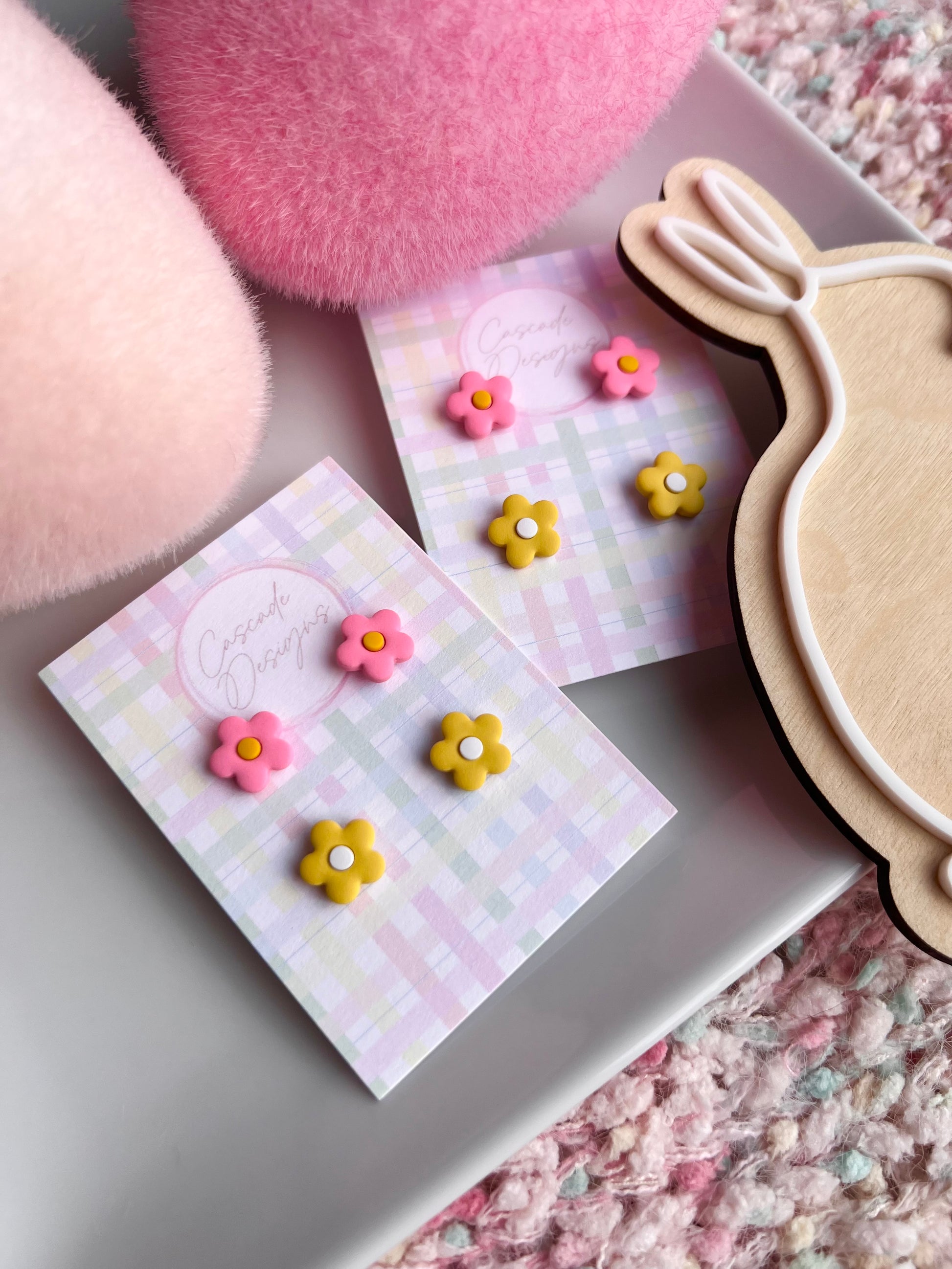 The April | Mini Flower Clay Earring Studs - Set of 2 – Cascade Designs LLC