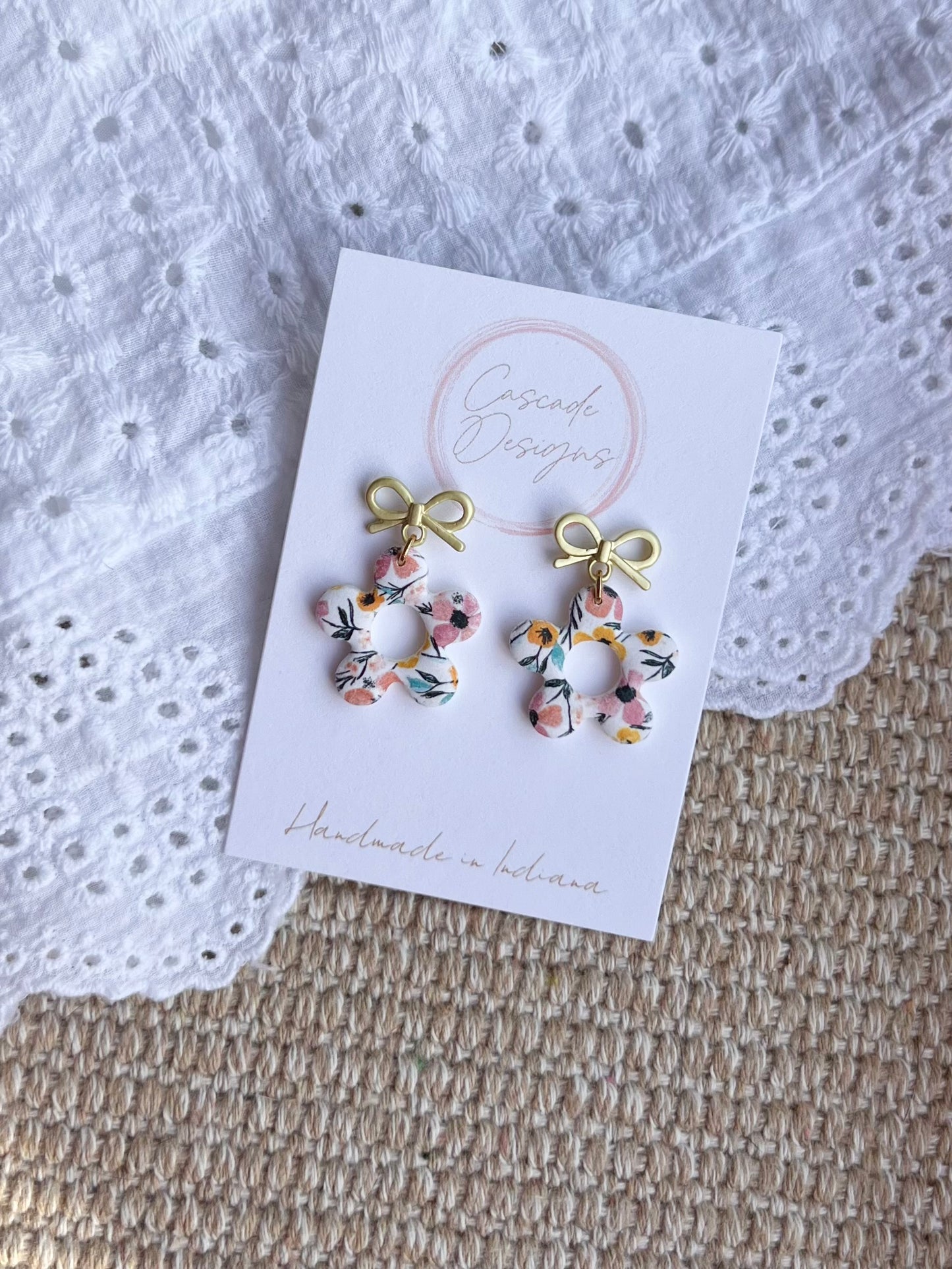 The Sophia | Floral Patterned Flower Clay Earrings