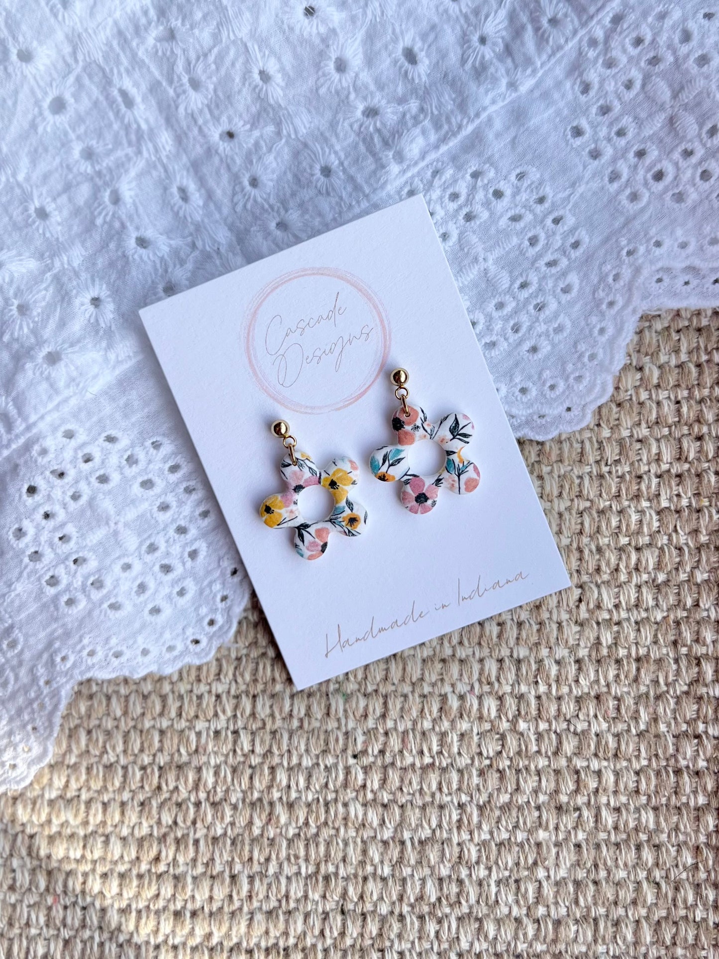 The Sophia | Floral Patterned Flower Clay Earrings