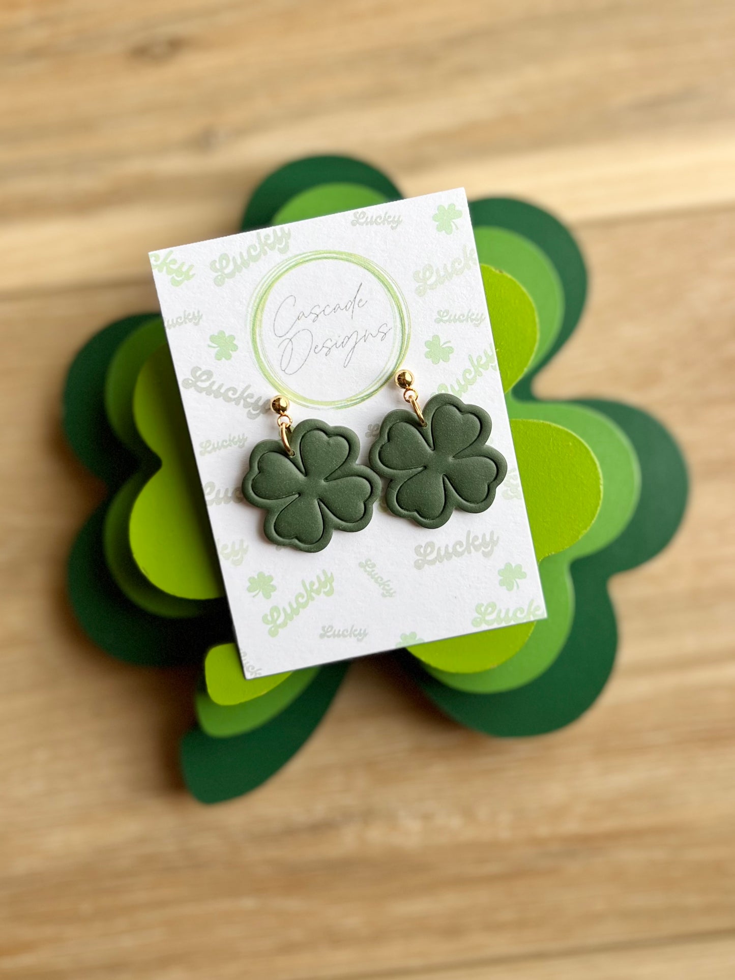 The Clover | Green Clover Clay Earrings