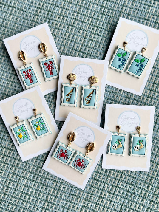 The Capri | Postage Stamp of Italy Clay Earrings