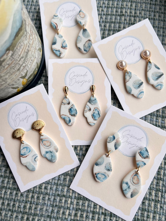 The Luca | Oyster Patterned Clay Earrings