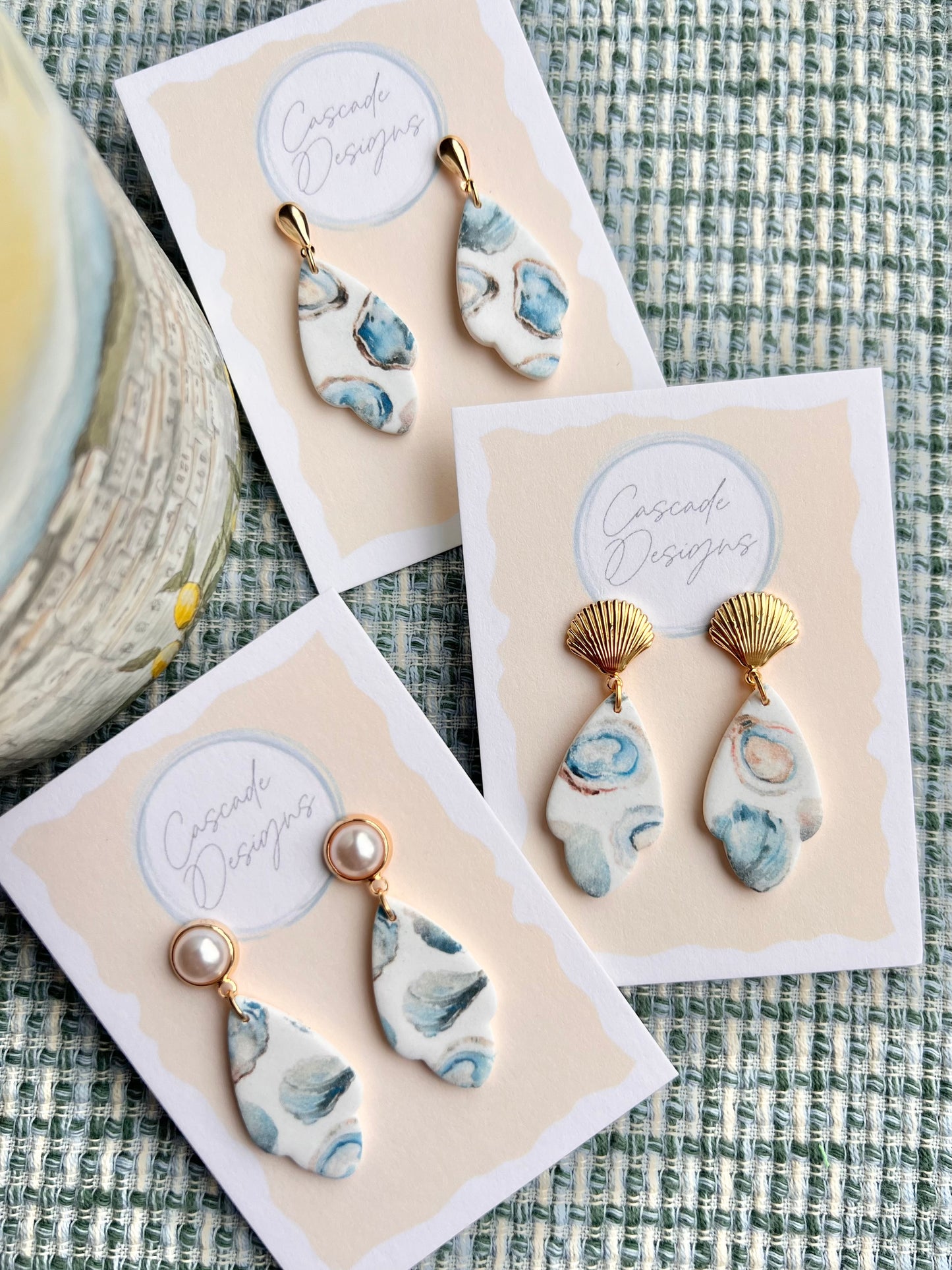The Luca | Oyster Patterned Clay Earrings