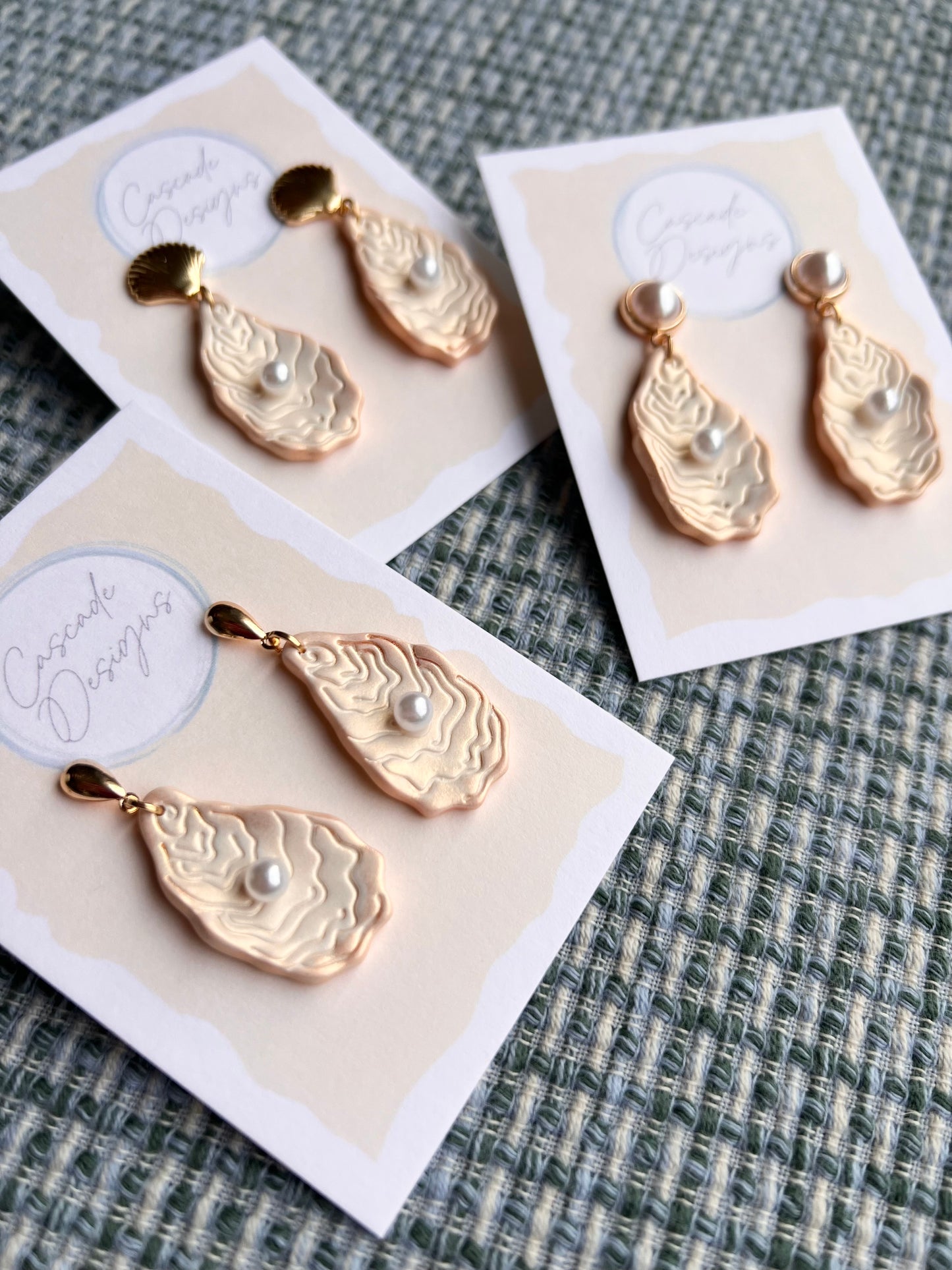 The Coasta | Shimmery Oyster and Pearl Clay Earrings