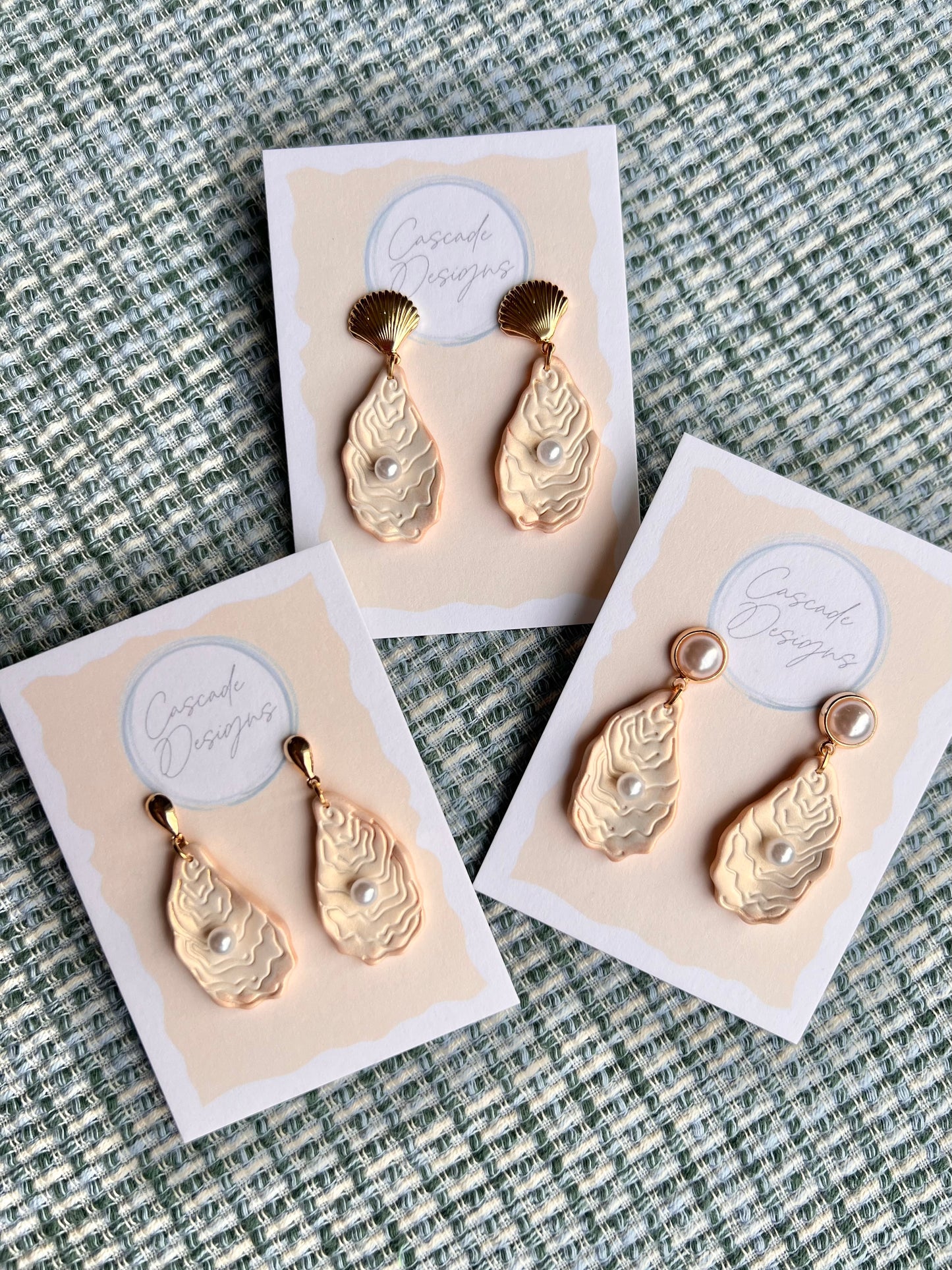 The Coasta | Shimmery Oyster and Pearl Clay Earrings