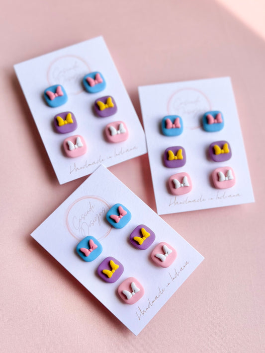 The Daisi Bow | Color Block Clay Earring Studs