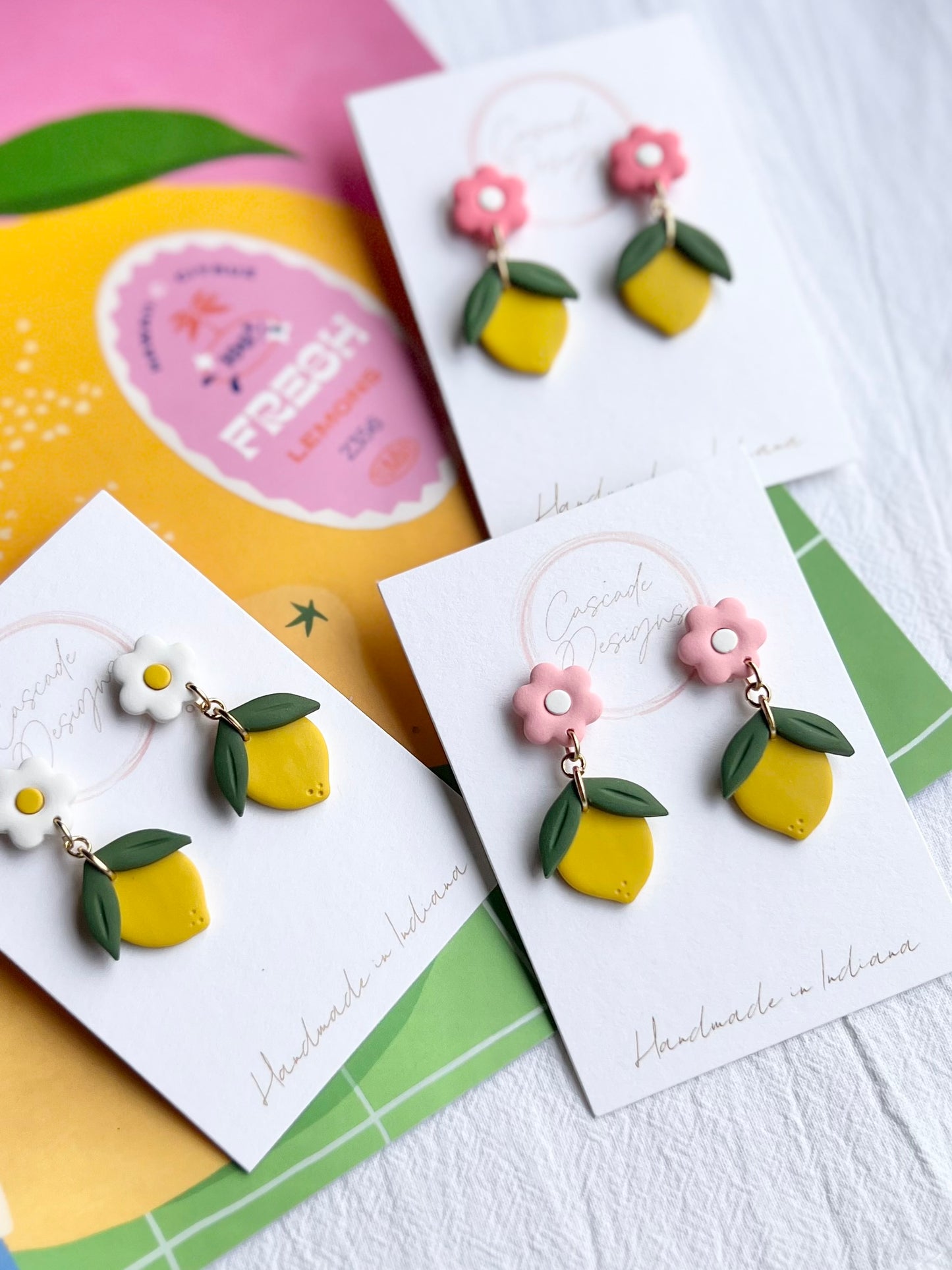 The Summer | Floral Lemon Clay Earrings