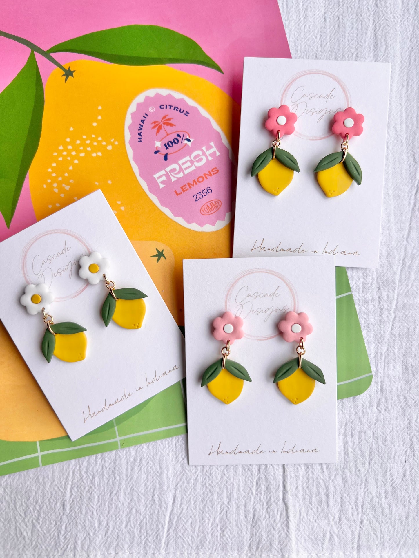 The Summer | Floral Lemon Clay Earrings
