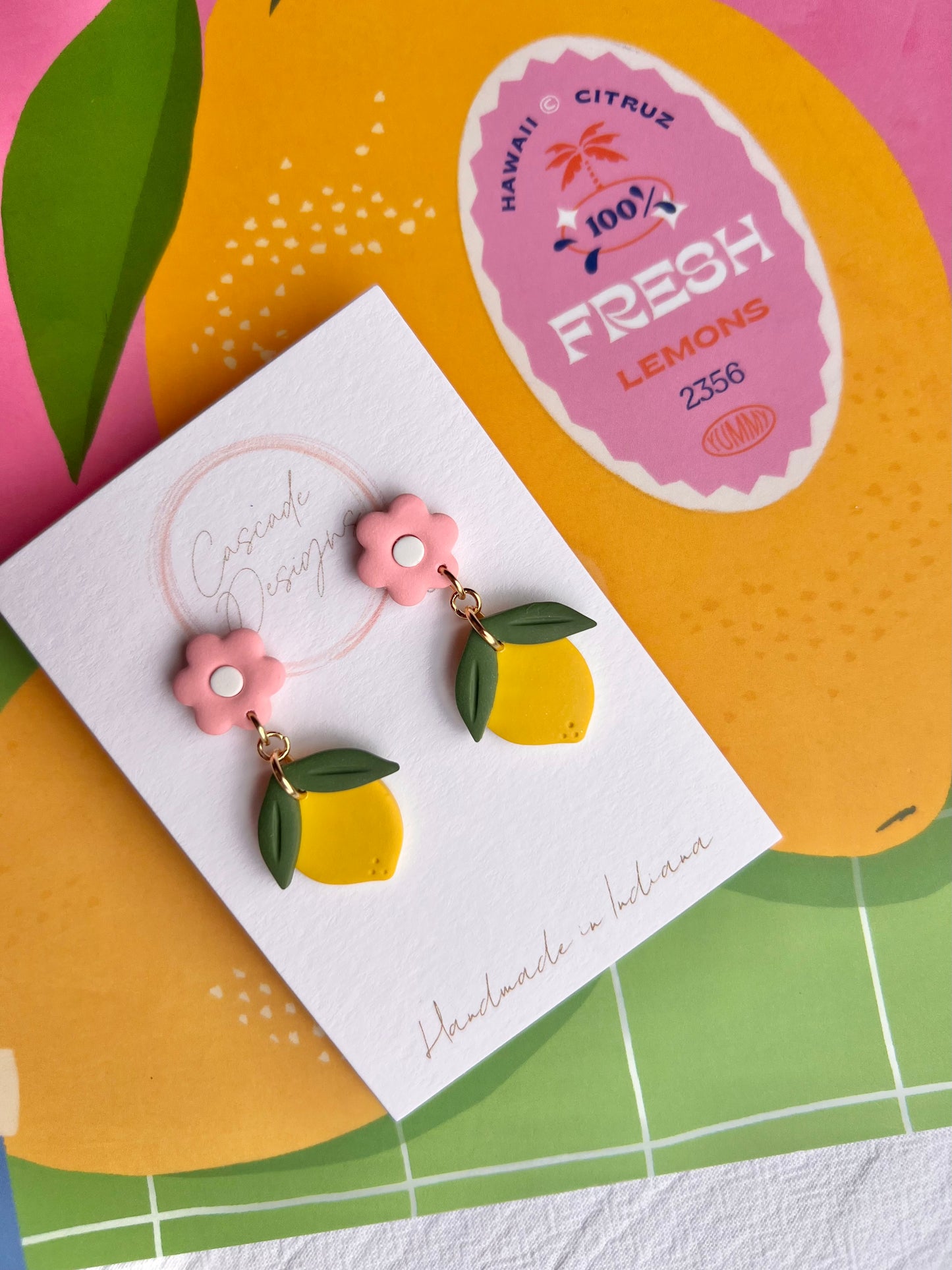 The Summer | Floral Lemon Clay Earrings