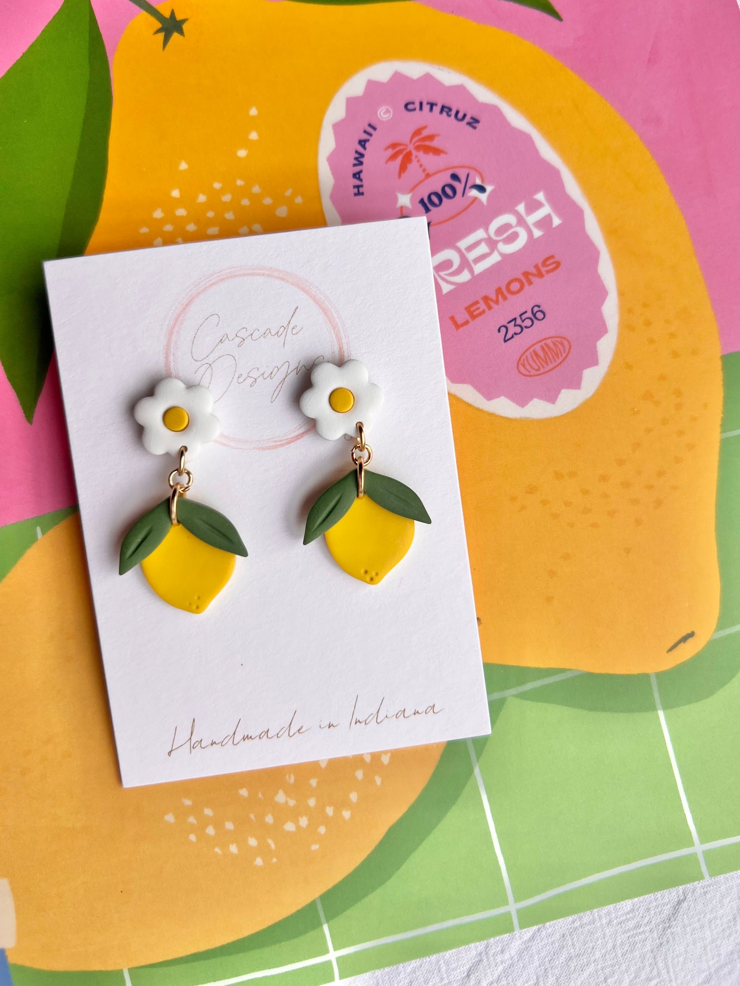 The Summer | Floral Lemon Clay Earrings