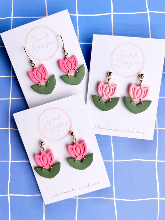 The Petal | Embossed Tulip Clay Earrings