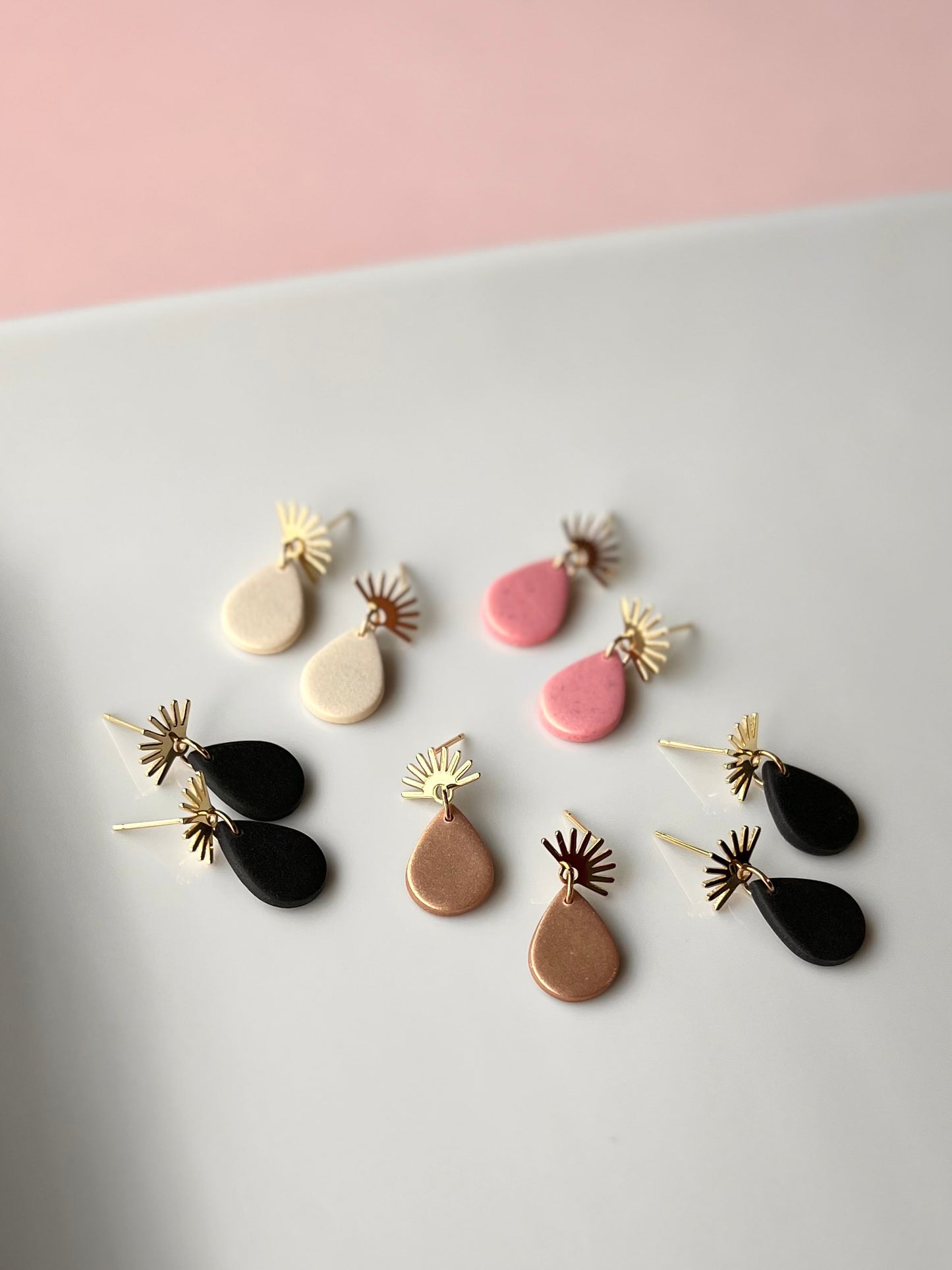 The Geneva | Shimmery Sunset Clay Drop Earrings