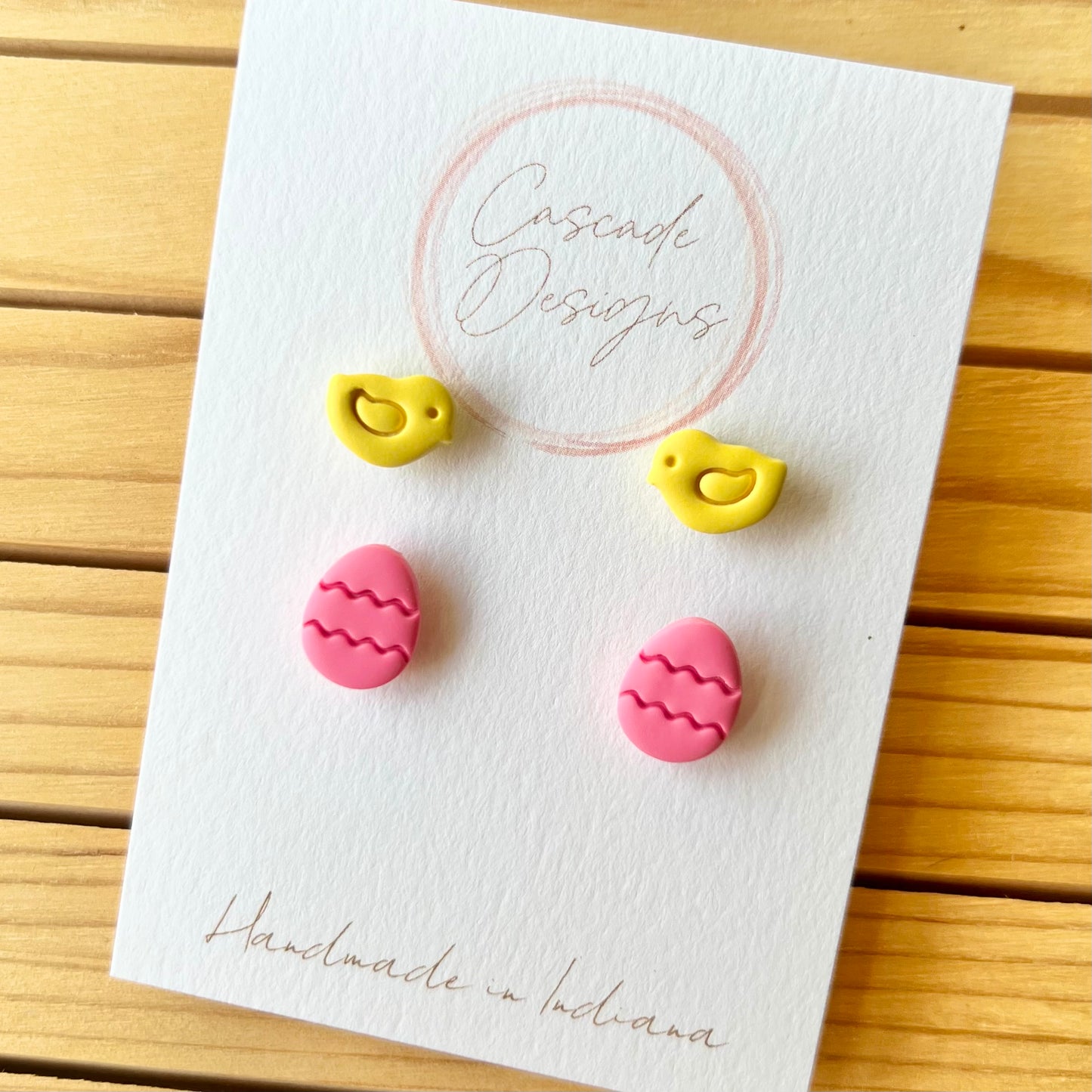 The Basket – Chick and Easter Egg Clay Stud Earrings